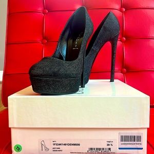 Denim platform Casadei pumps